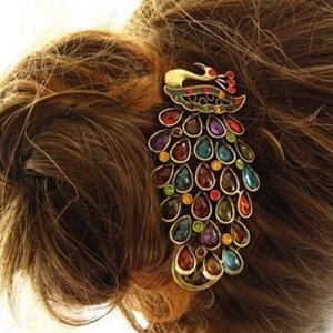 peacock hair clip