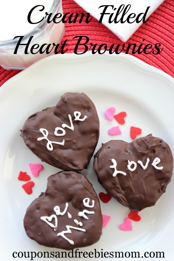 Cream Filled Heart Brownies