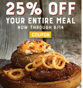 Logan’s Steakhouse Coupon 25% Off! - Coupons and Freebies Mom
